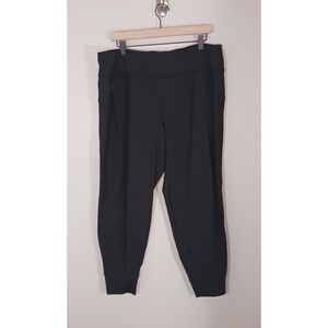 Athleta Rainier Jogger Womens 1X Black Mid Rise Thermal Fleece Lined Athletic